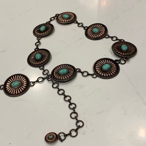 Bronze and turquoise western concho belt